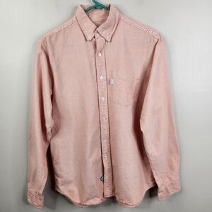 Durkl Mens Long Sleeve Cotton Single Pocket Casual Button Down Shirt Large